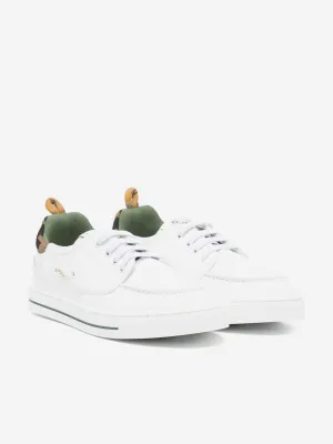 Kids Leather and Jacquard Trainers in White