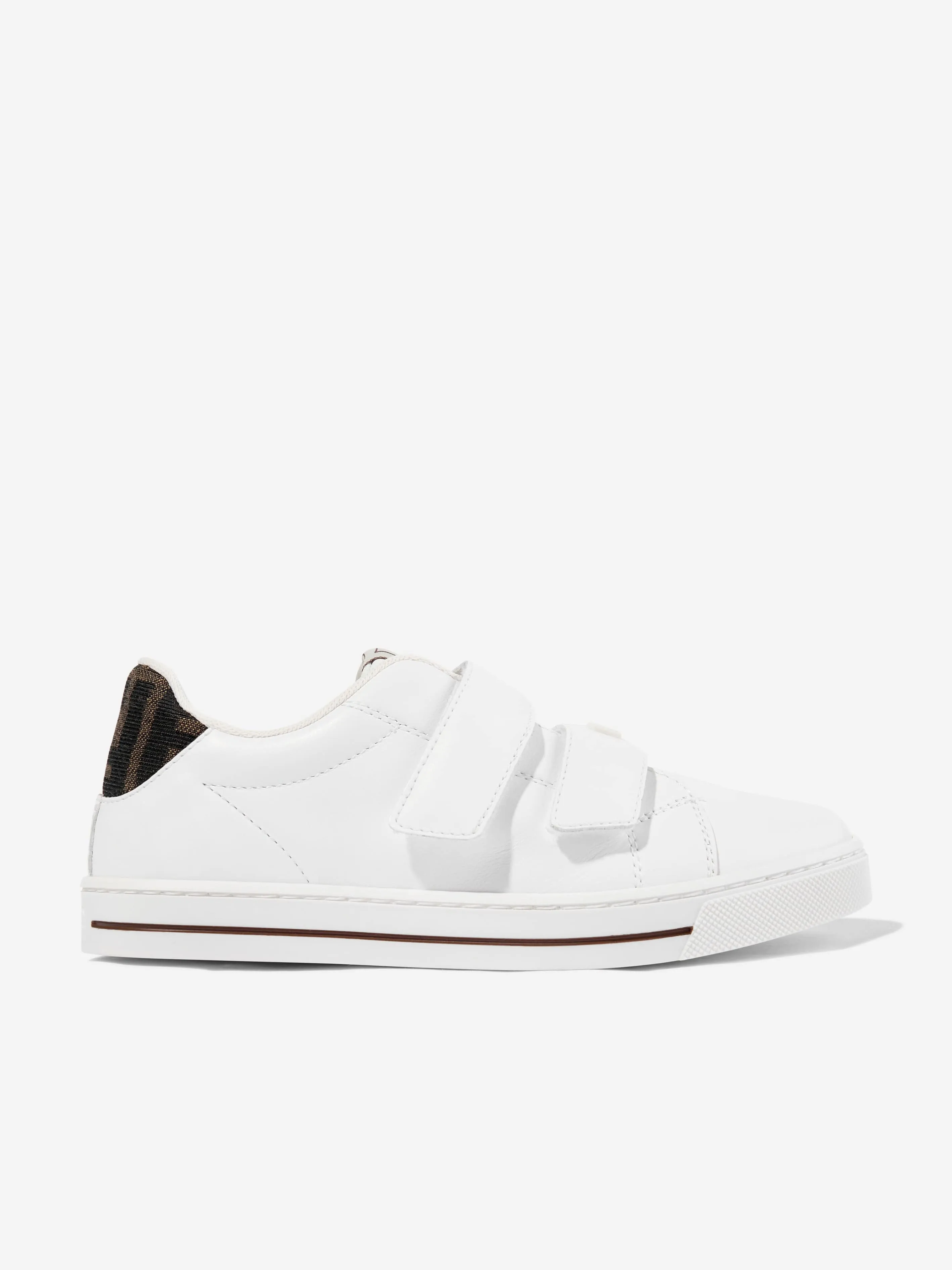 Kids Leather Velcro Strap Trainers in White