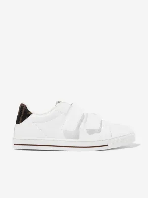 Kids Leather Velcro Strap Trainers in White