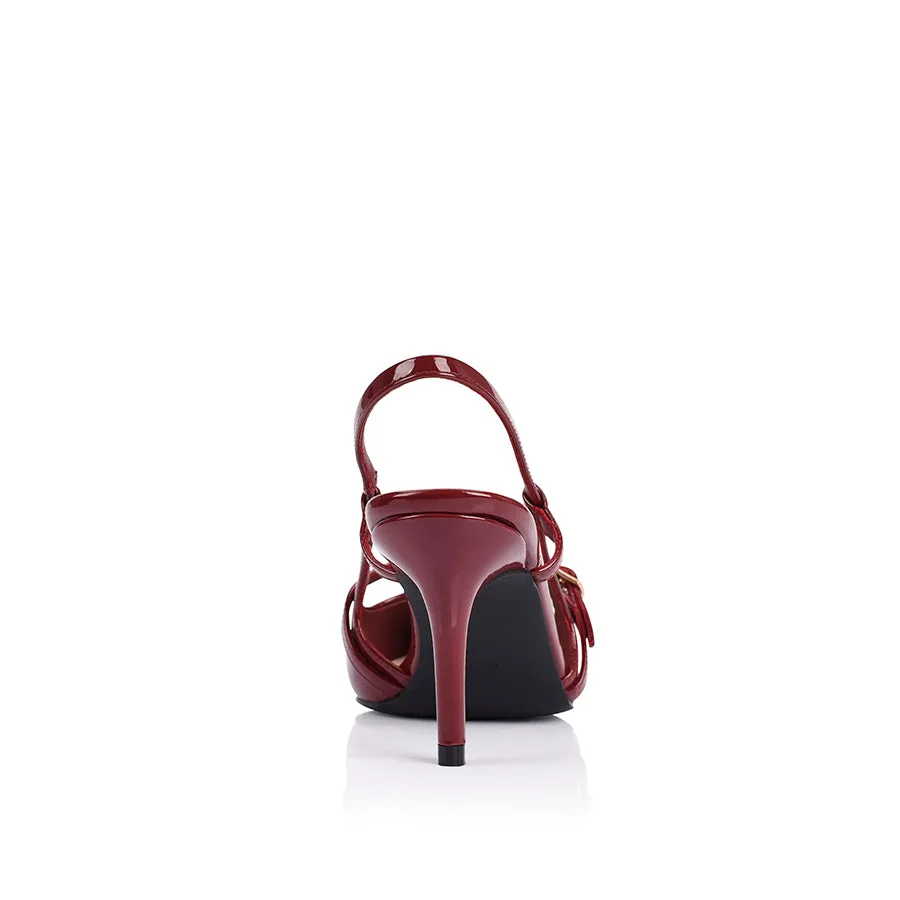 Leia Slingback Stilettos - Wine Patent