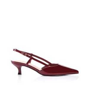 Lucas Slingback Kitten Heels - Wine Patent