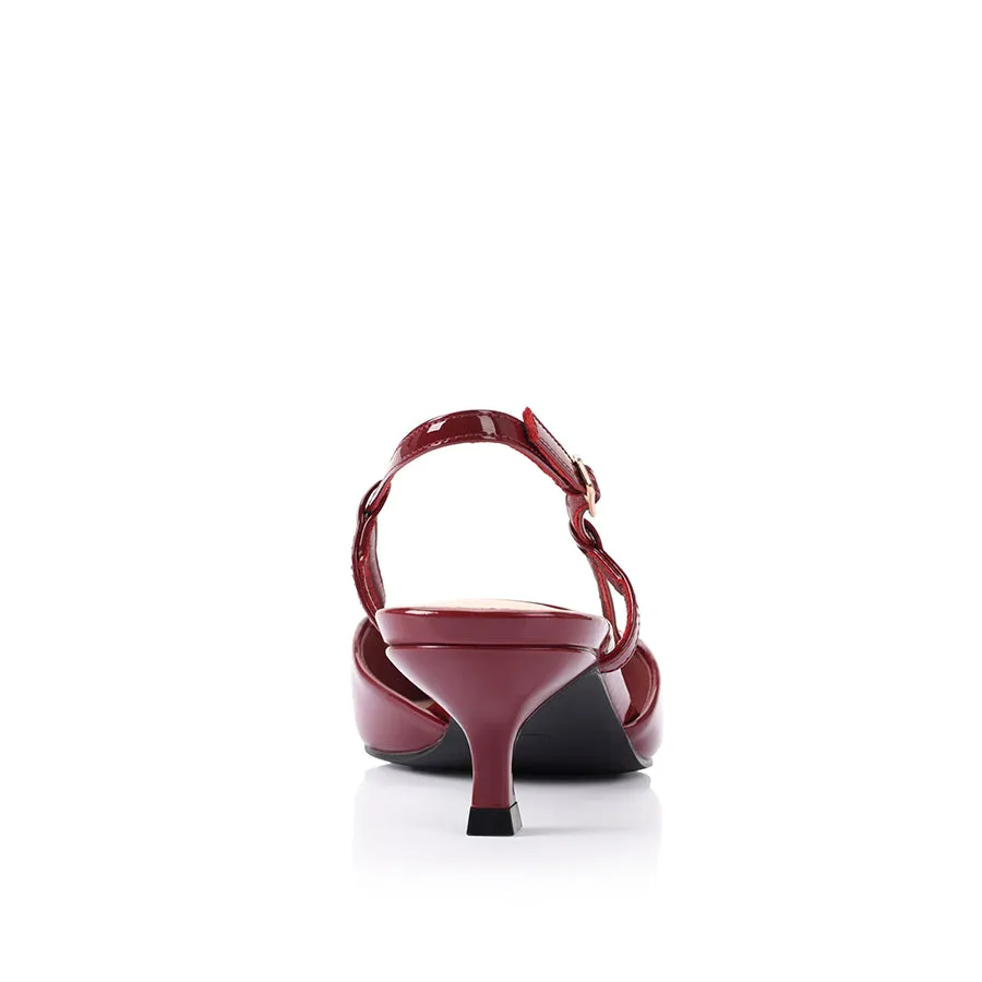 Lucas Slingback Kitten Heels - Wine Patent