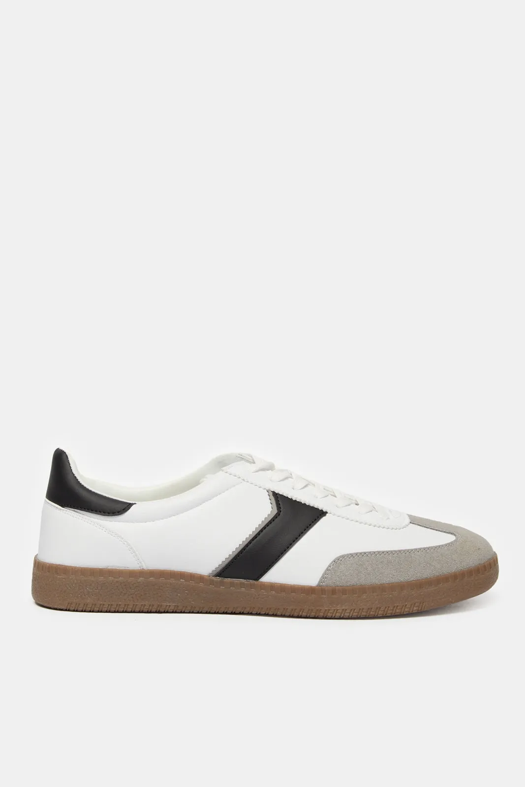 Men White Material Block Sneakers
