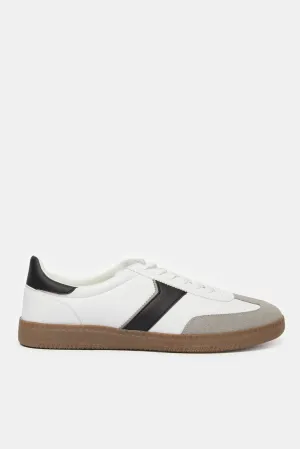 Men White Material Block Sneakers