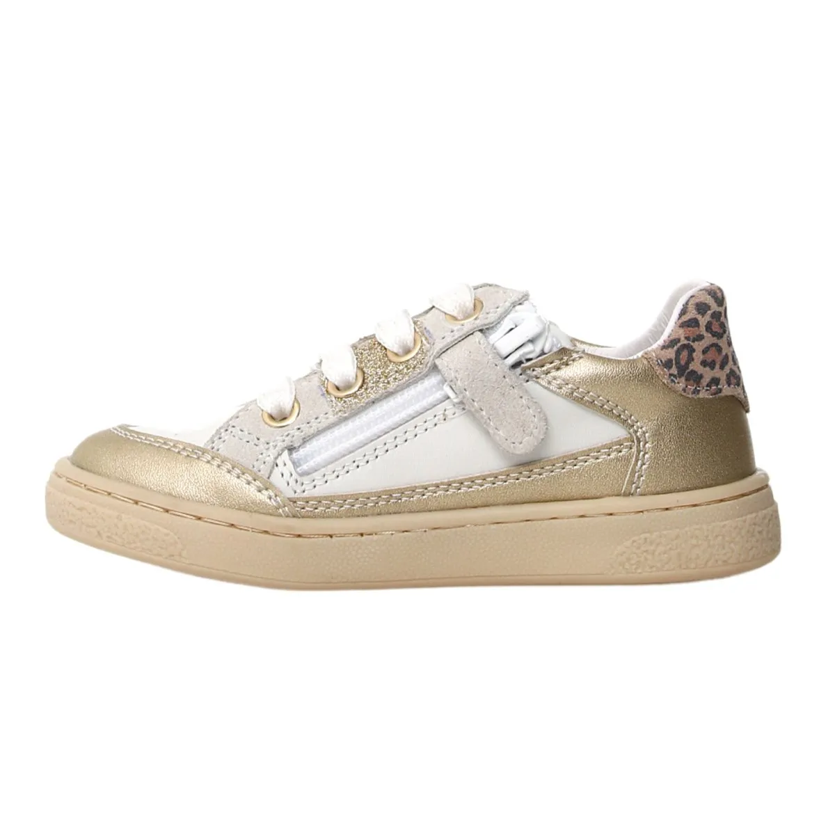 Naturino Girl's (Sizes 29-32) Picho White/Gold Sneaker