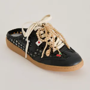NOTICE SLIDE SNEAKERS BLACK WOVEN   GOLD CHARM BUNDLE