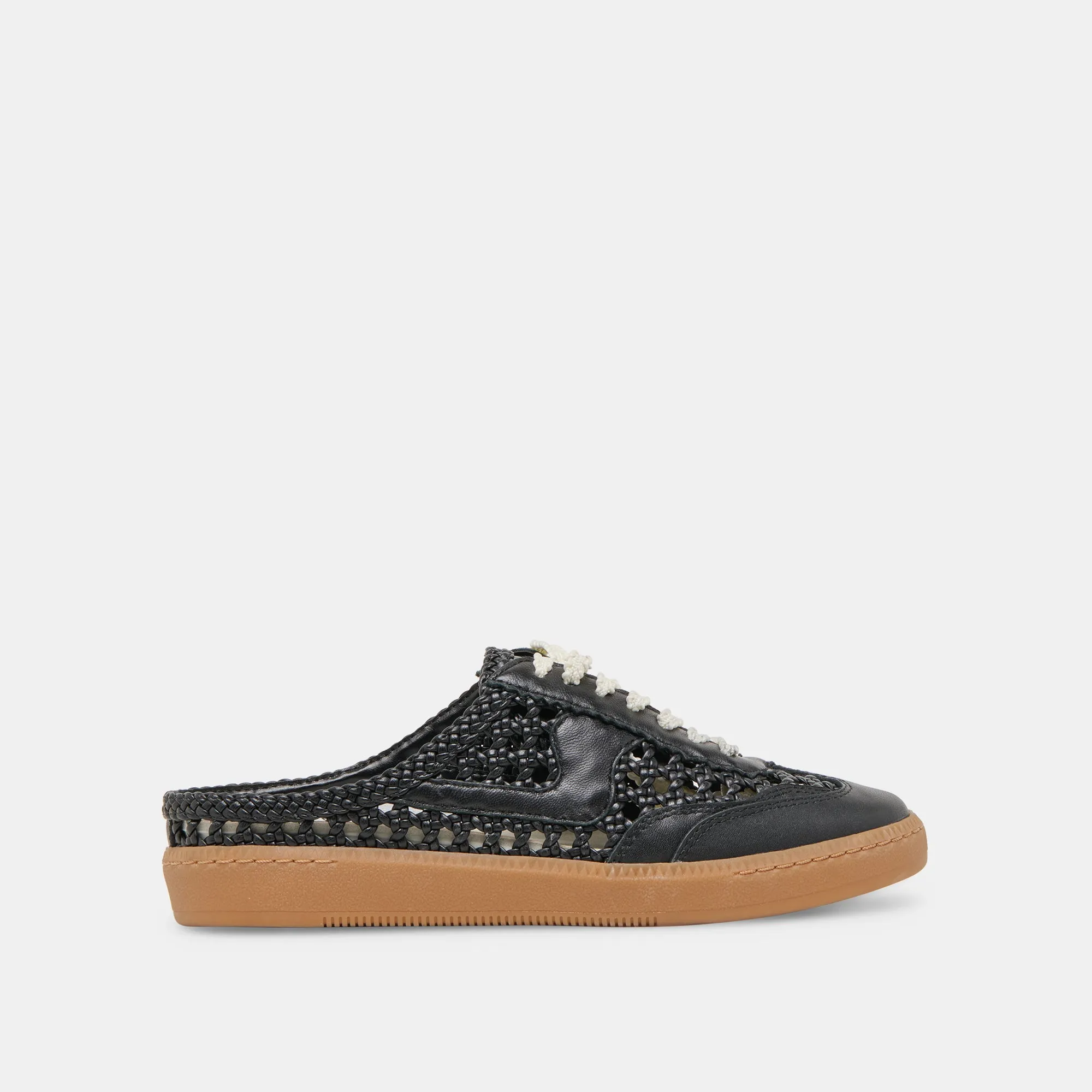 NOTICE SLIDE SNEAKERS BLACK WOVEN   GOLD CHARM BUNDLE