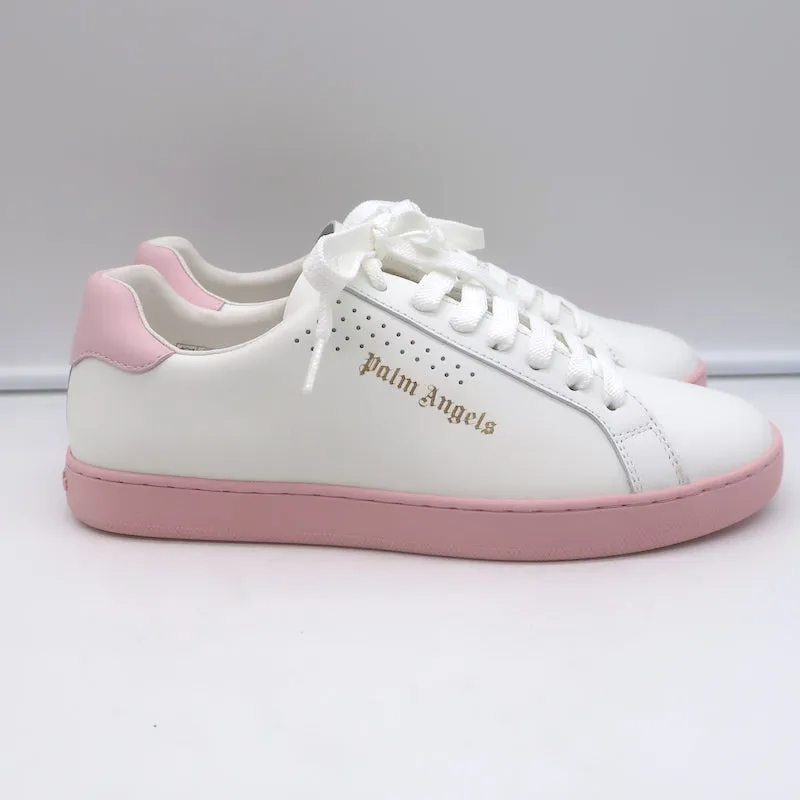 Palm Angels Palm One Low Top Sneakers White & Pink Leather Size 39 NEW