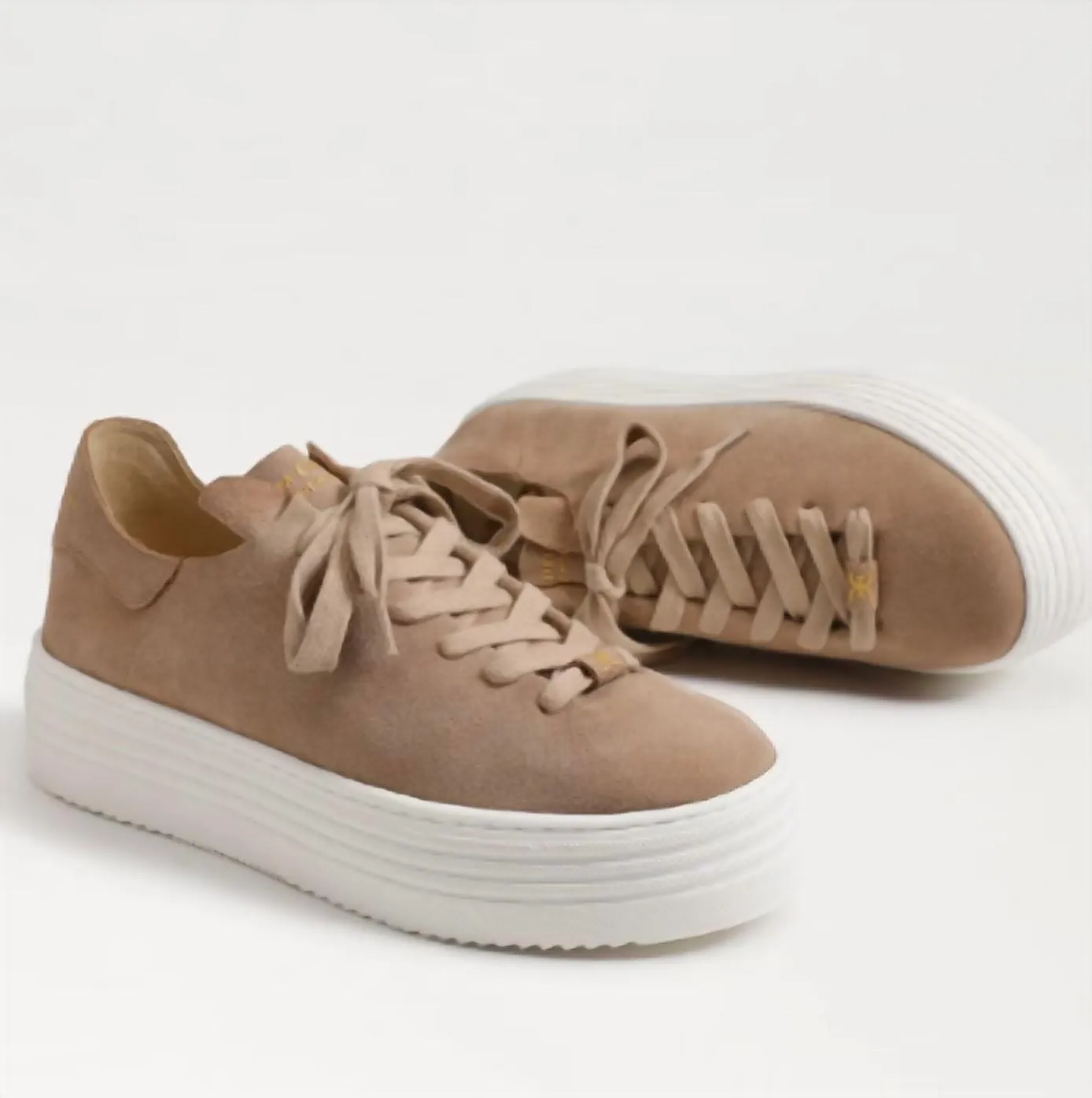 Pippy Lace Up Platform Sneaker In Taupe Suede