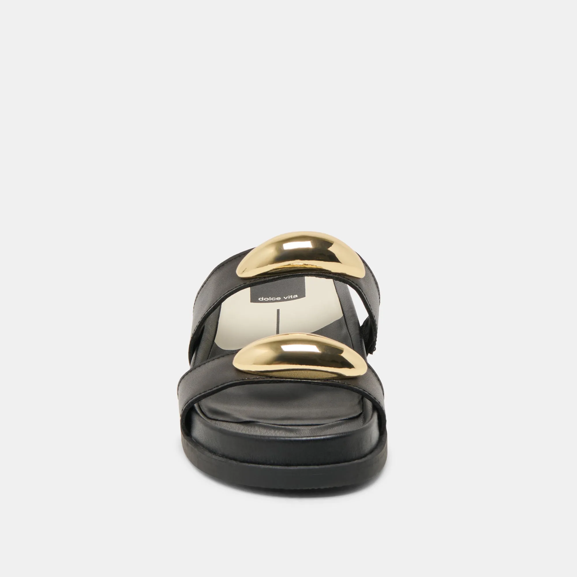 SATINE SANDALS BLACK LEATHER