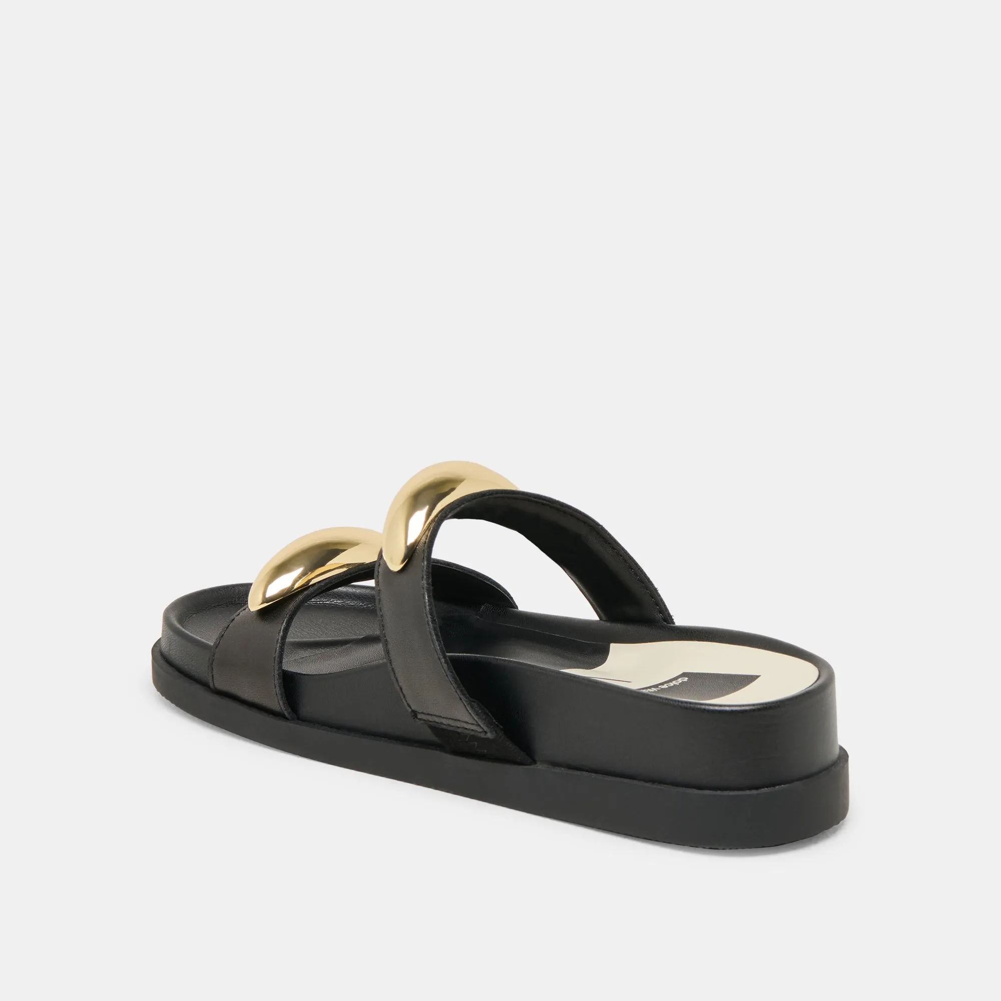 SATINE SANDALS BLACK LEATHER