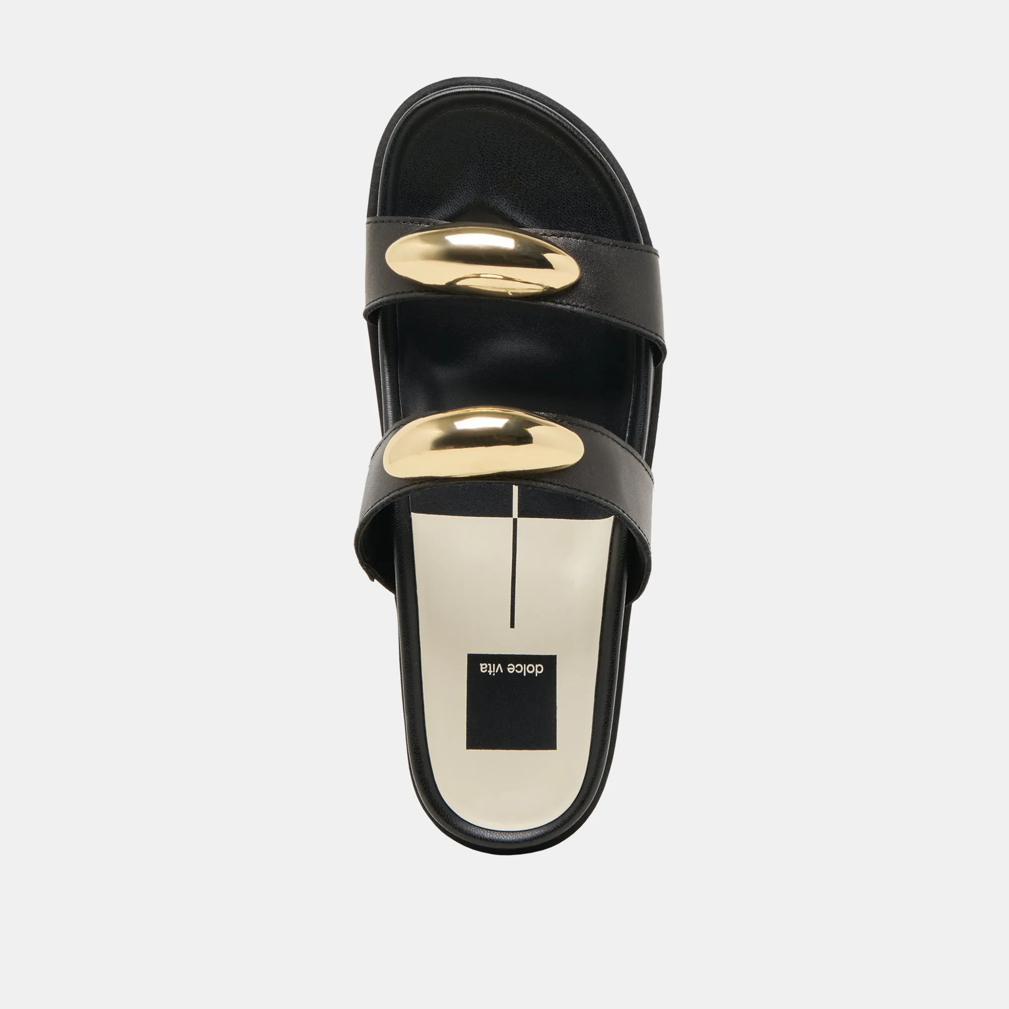 SATINE SANDALS BLACK LEATHER