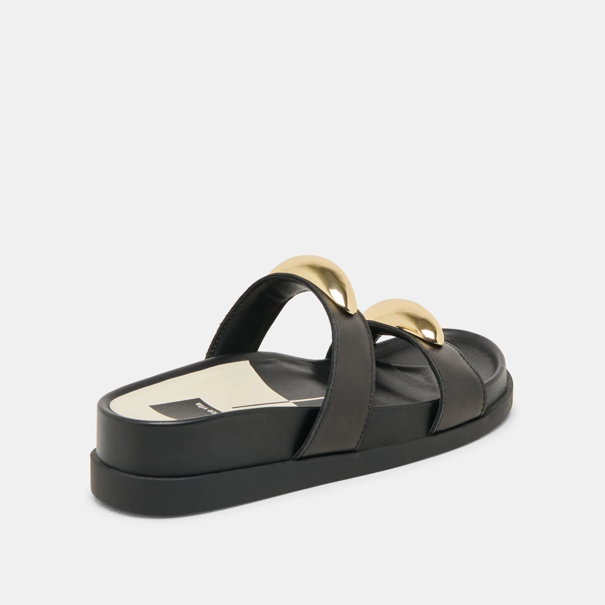 SATINE SANDALS BLACK LEATHER