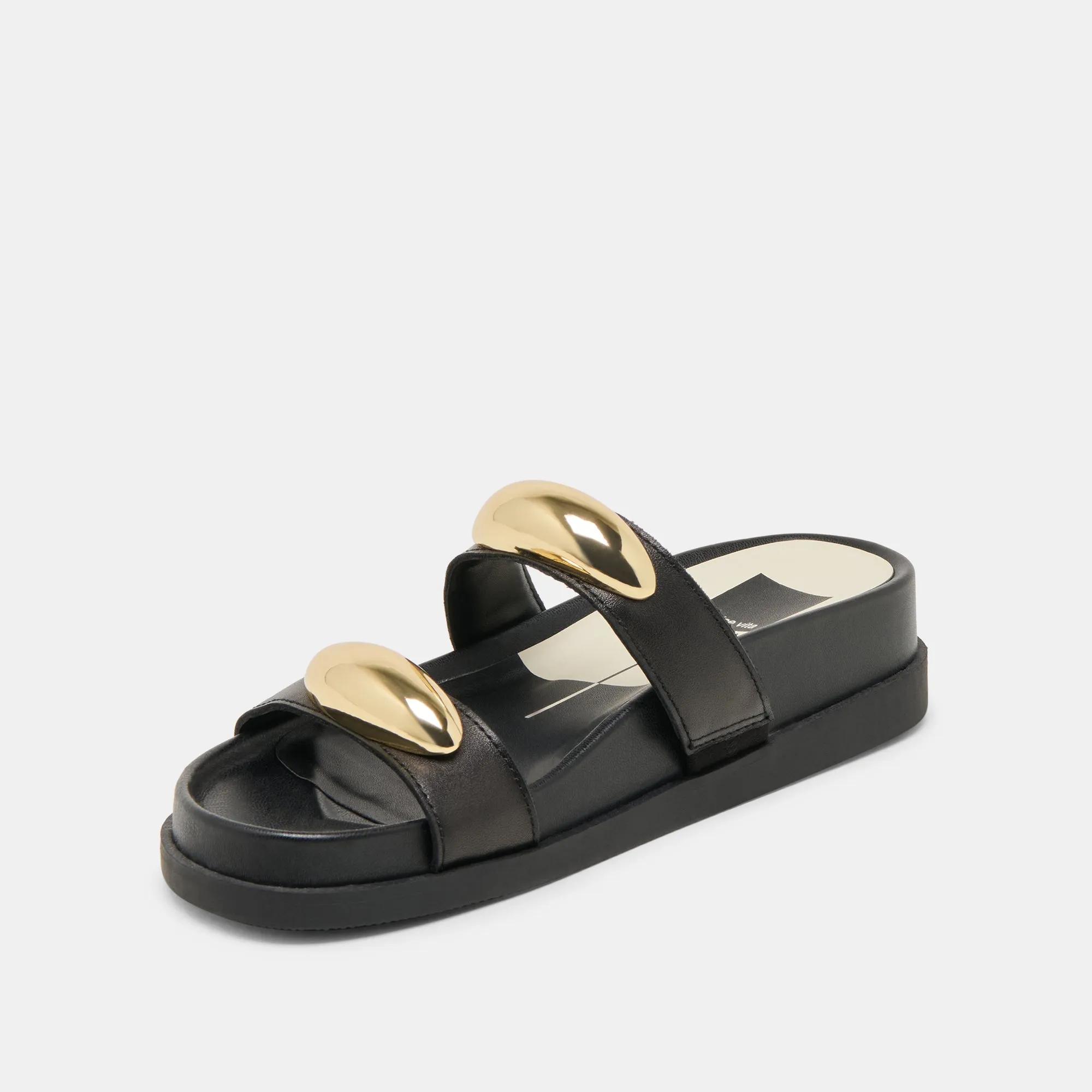 SATINE SANDALS BLACK LEATHER
