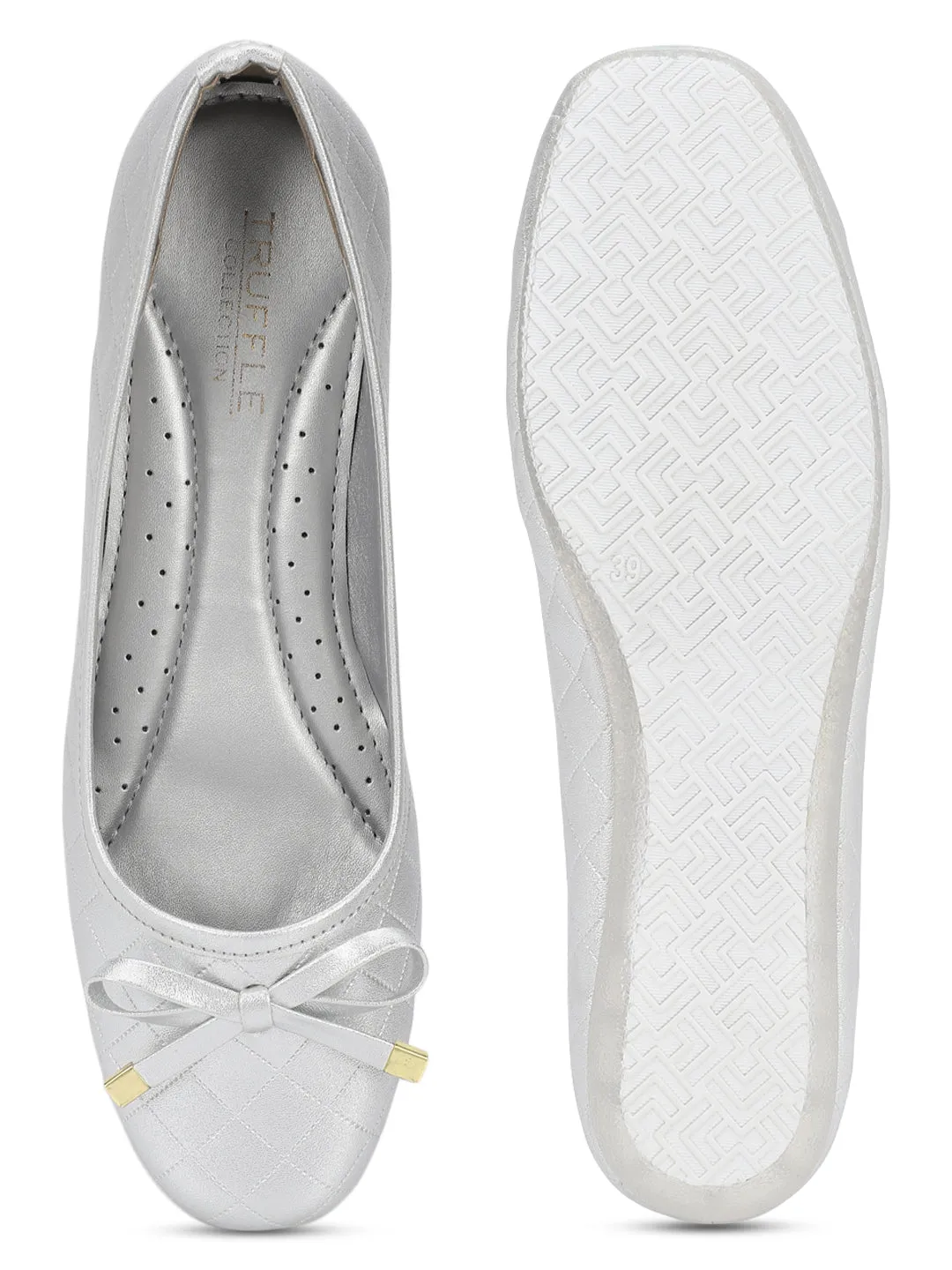 Silver PU Stylish Slip-On Flat Ballerina (TC-1213-SIL)