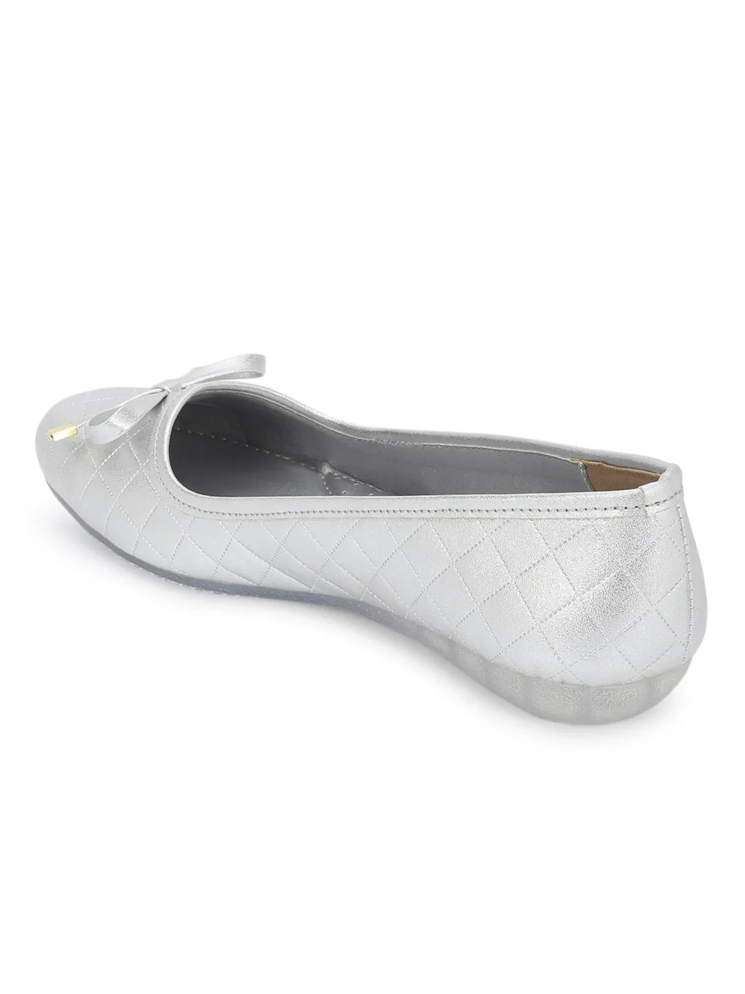 Silver PU Stylish Slip-On Flat Ballerina (TC-1213-SIL)