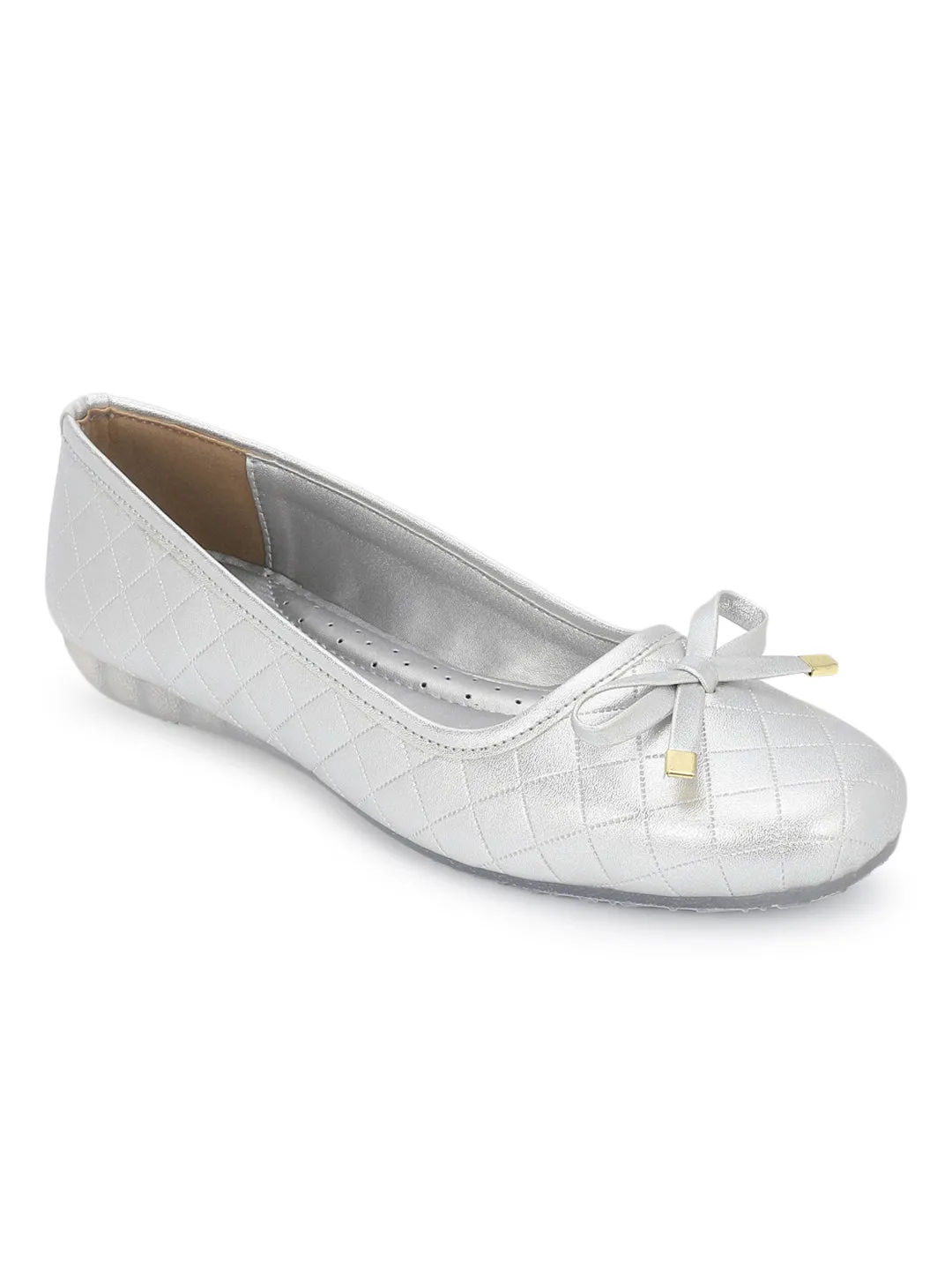 Silver PU Stylish Slip-On Flat Ballerina (TC-1213-SIL)