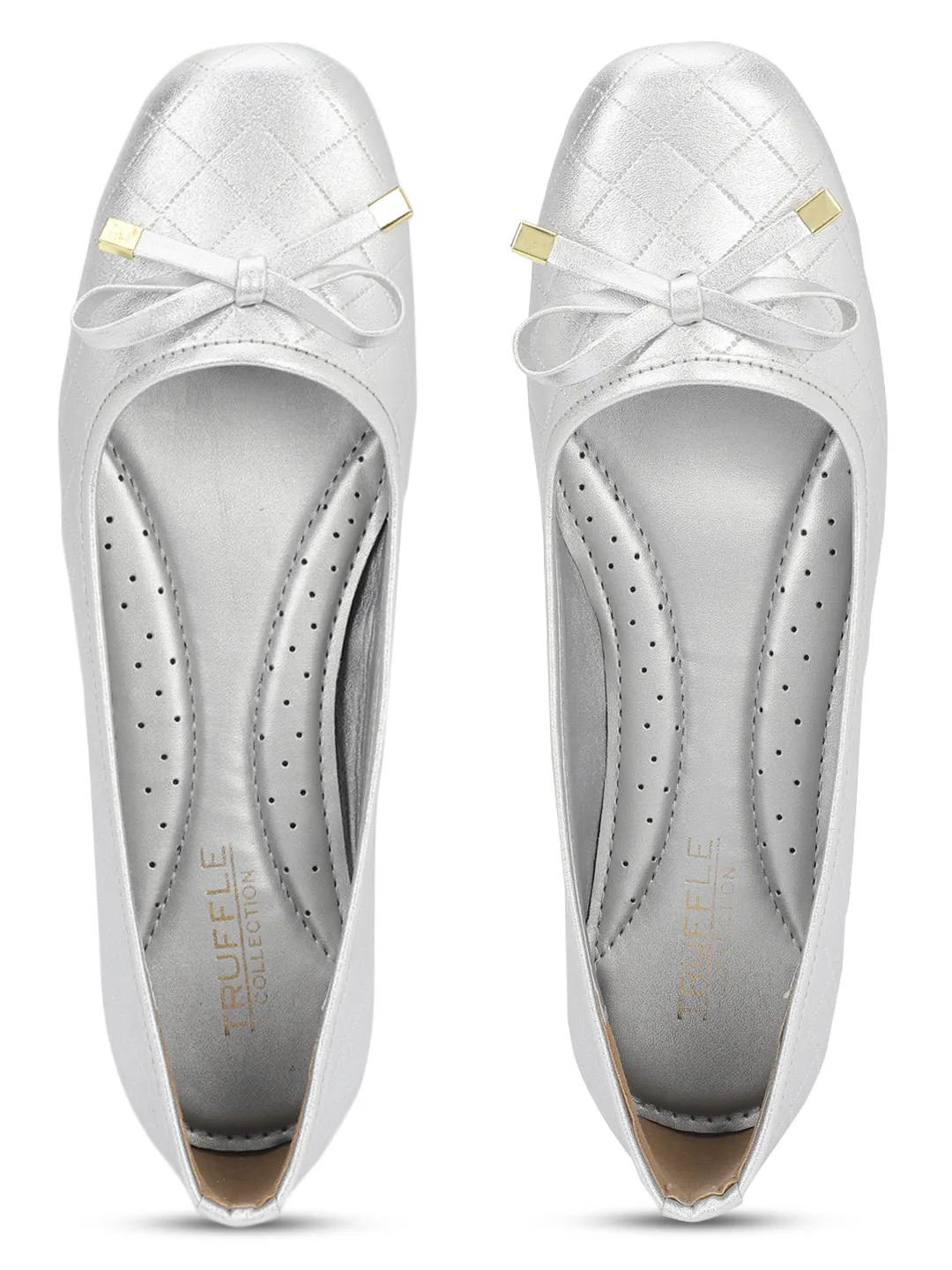 Silver PU Stylish Slip-On Flat Ballerina (TC-1213-SIL)