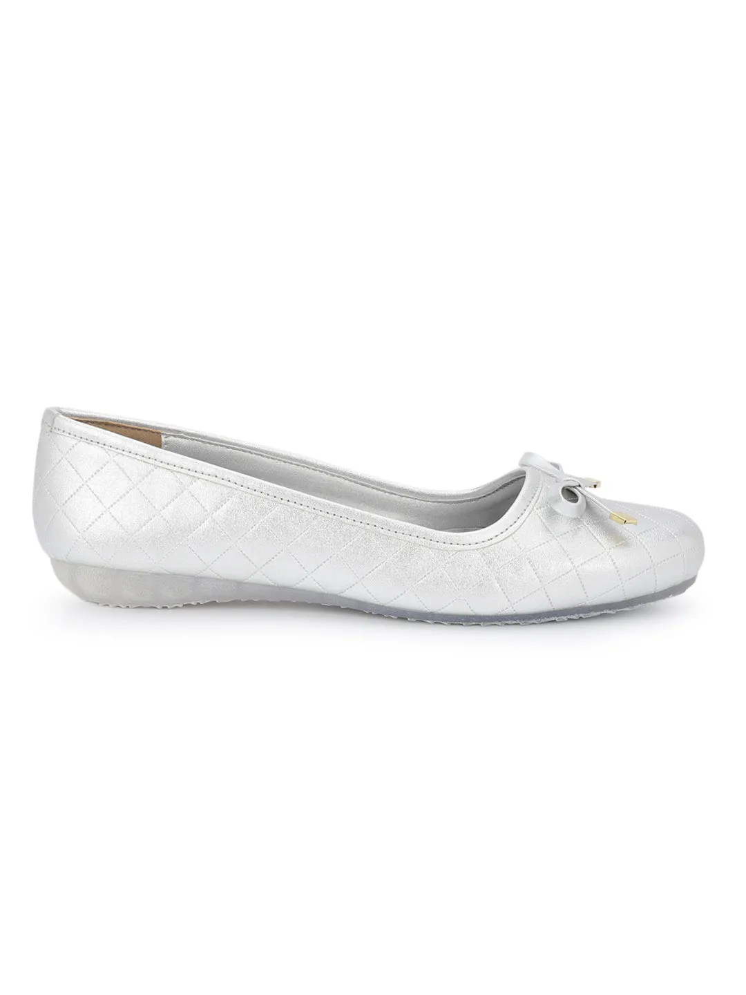 Silver PU Stylish Slip-On Flat Ballerina (TC-1213-SIL)