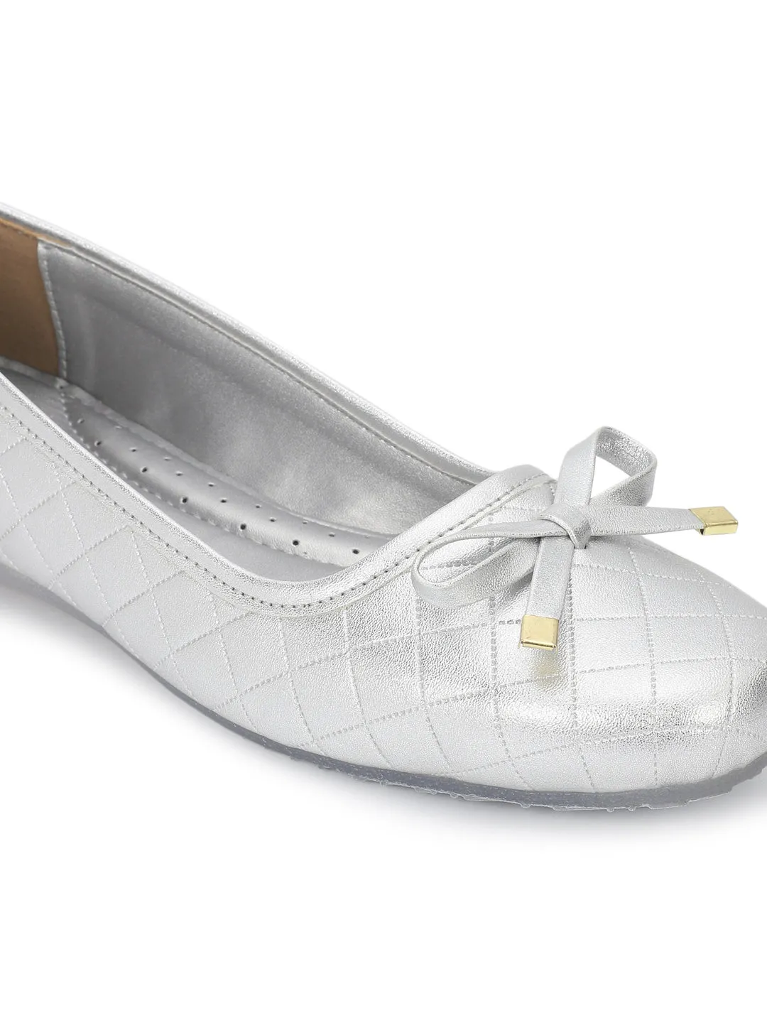 Silver PU Stylish Slip-On Flat Ballerina (TC-1213-SIL)