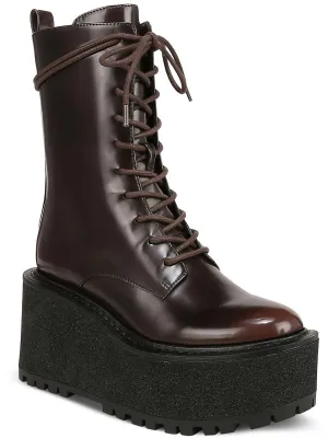 SLATER Womens Faux Leather Casual Combat & Lace-up Boots