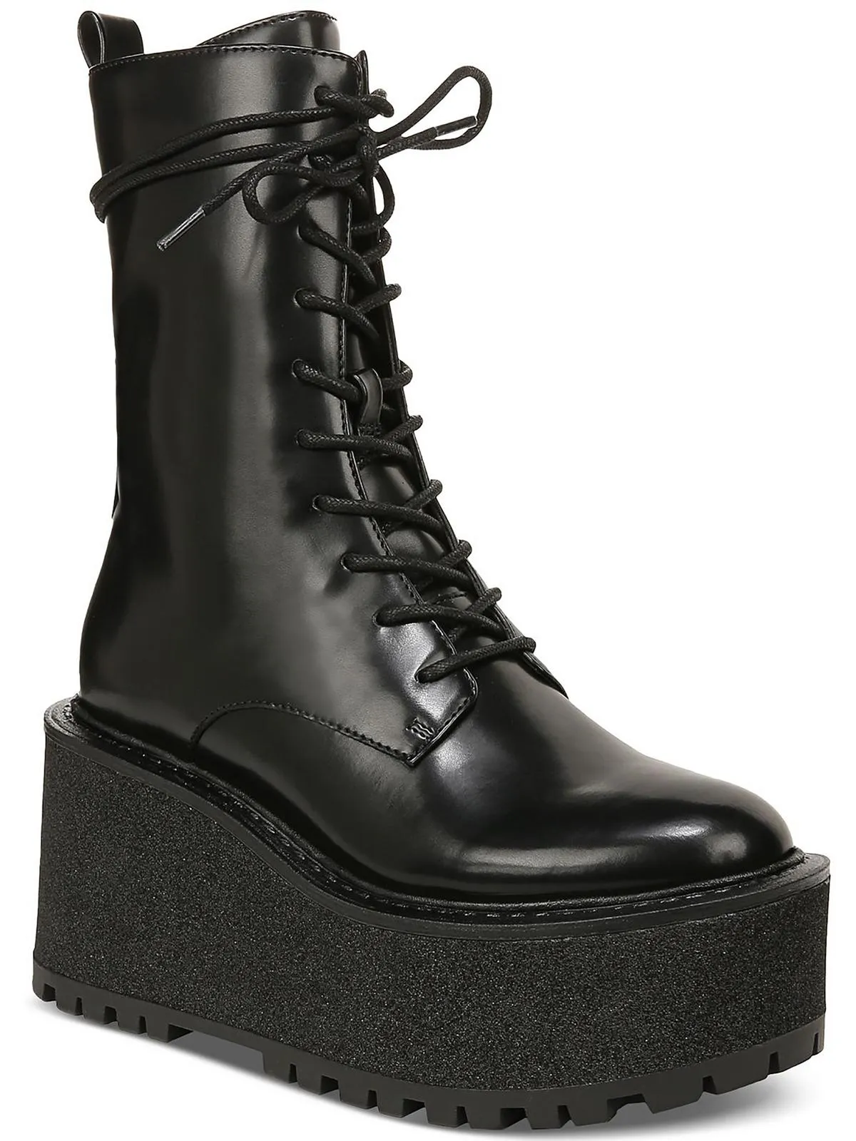 SLATER Womens Faux Leather Casual Combat & Lace-up Boots