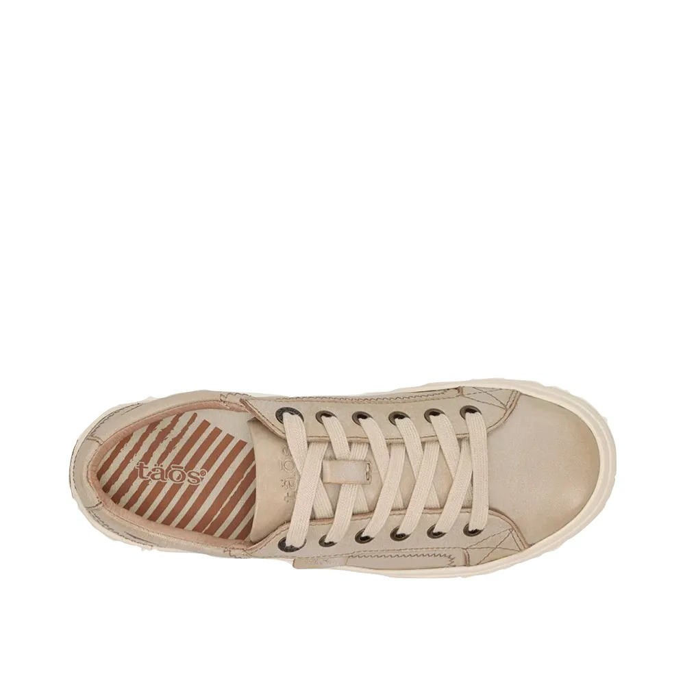 Taos Women's Plim Soul Lux Leather Sneaker in Oyster