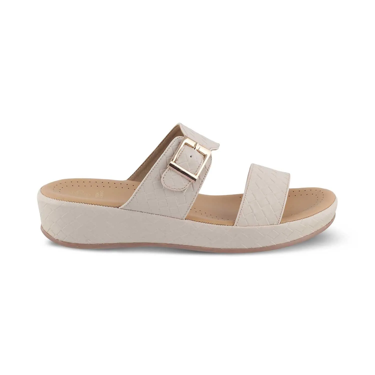 Tresmode Agros Beige Women's Casual Platform Flats