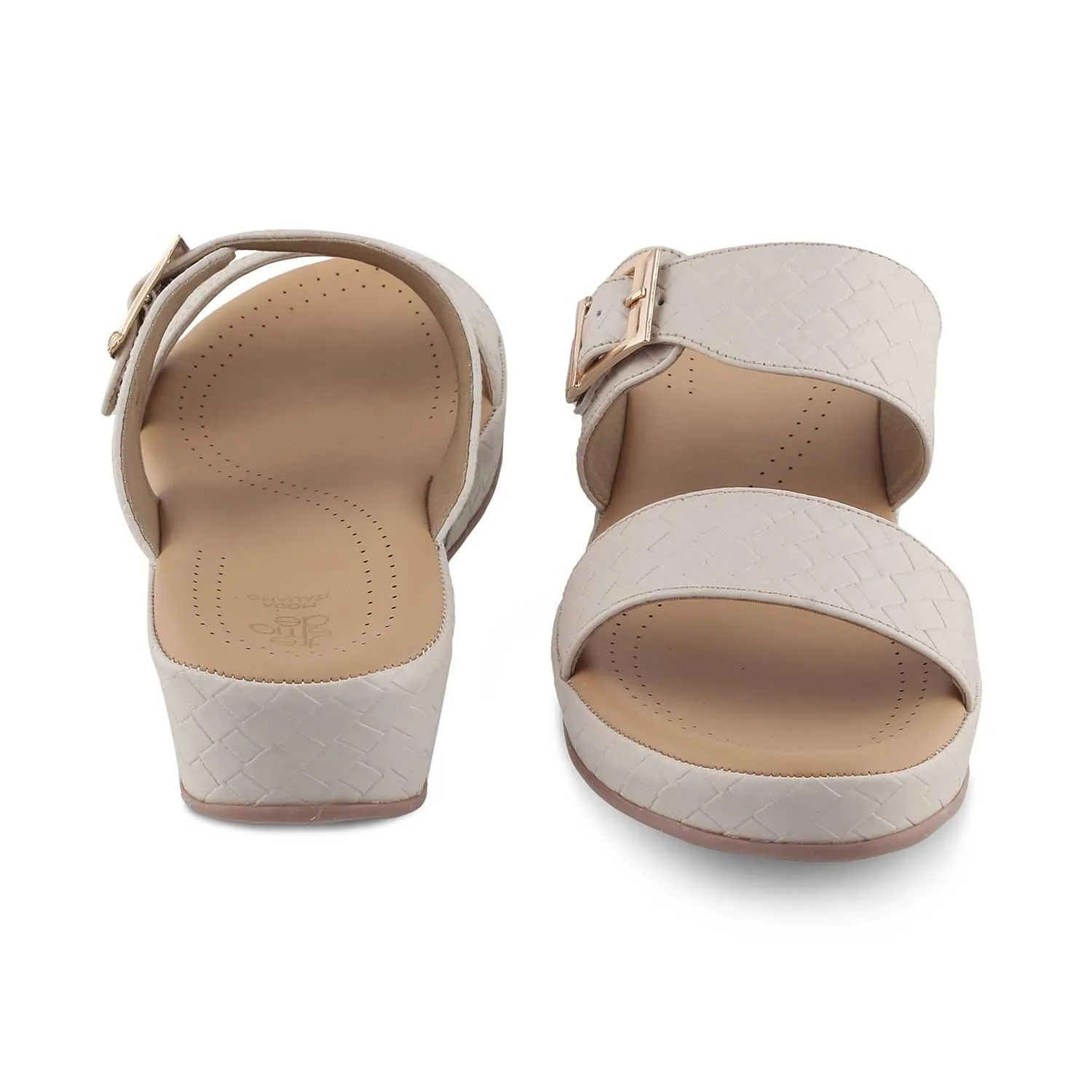 Tresmode Agros Beige Women's Casual Platform Flats
