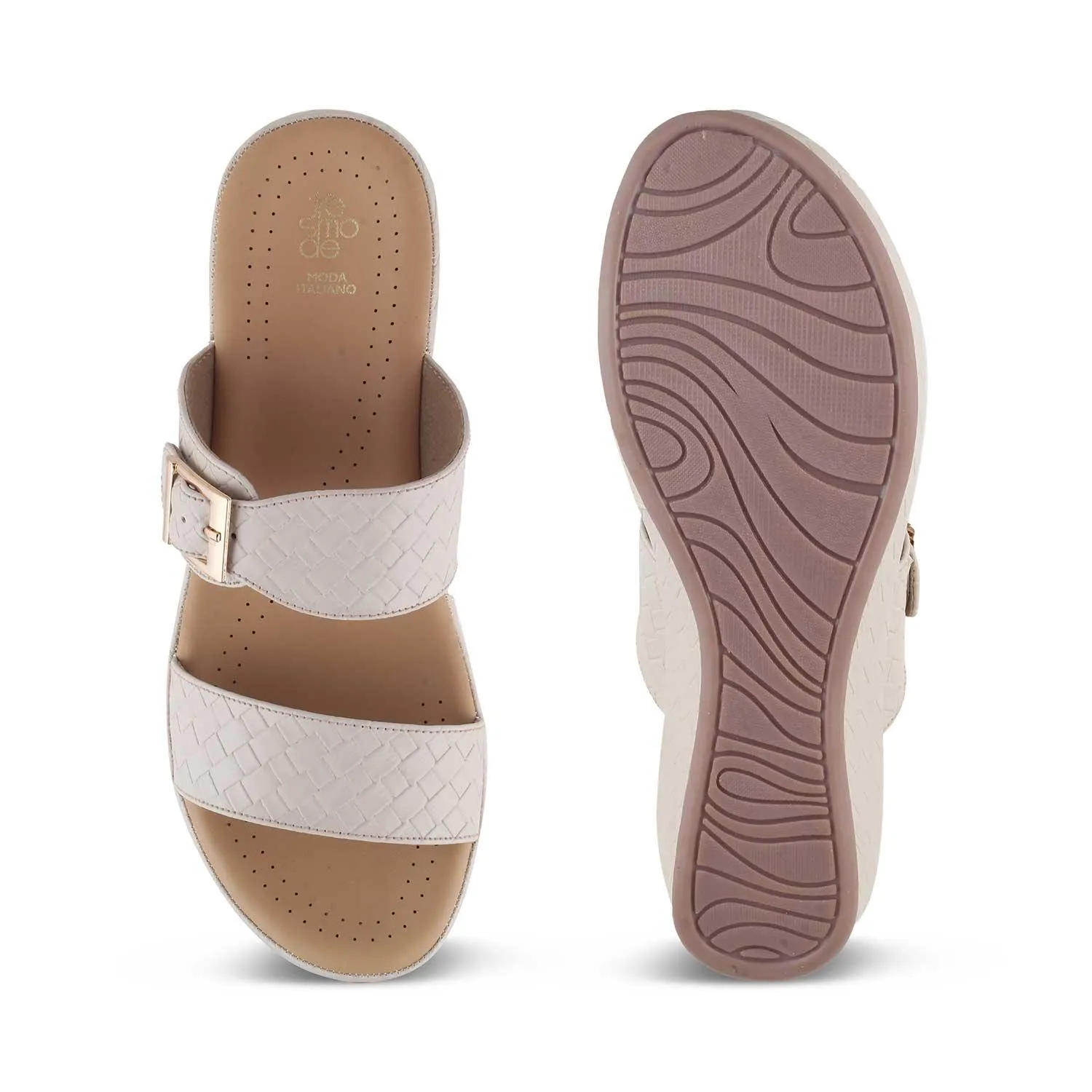 Tresmode Agros Beige Women's Casual Platform Flats