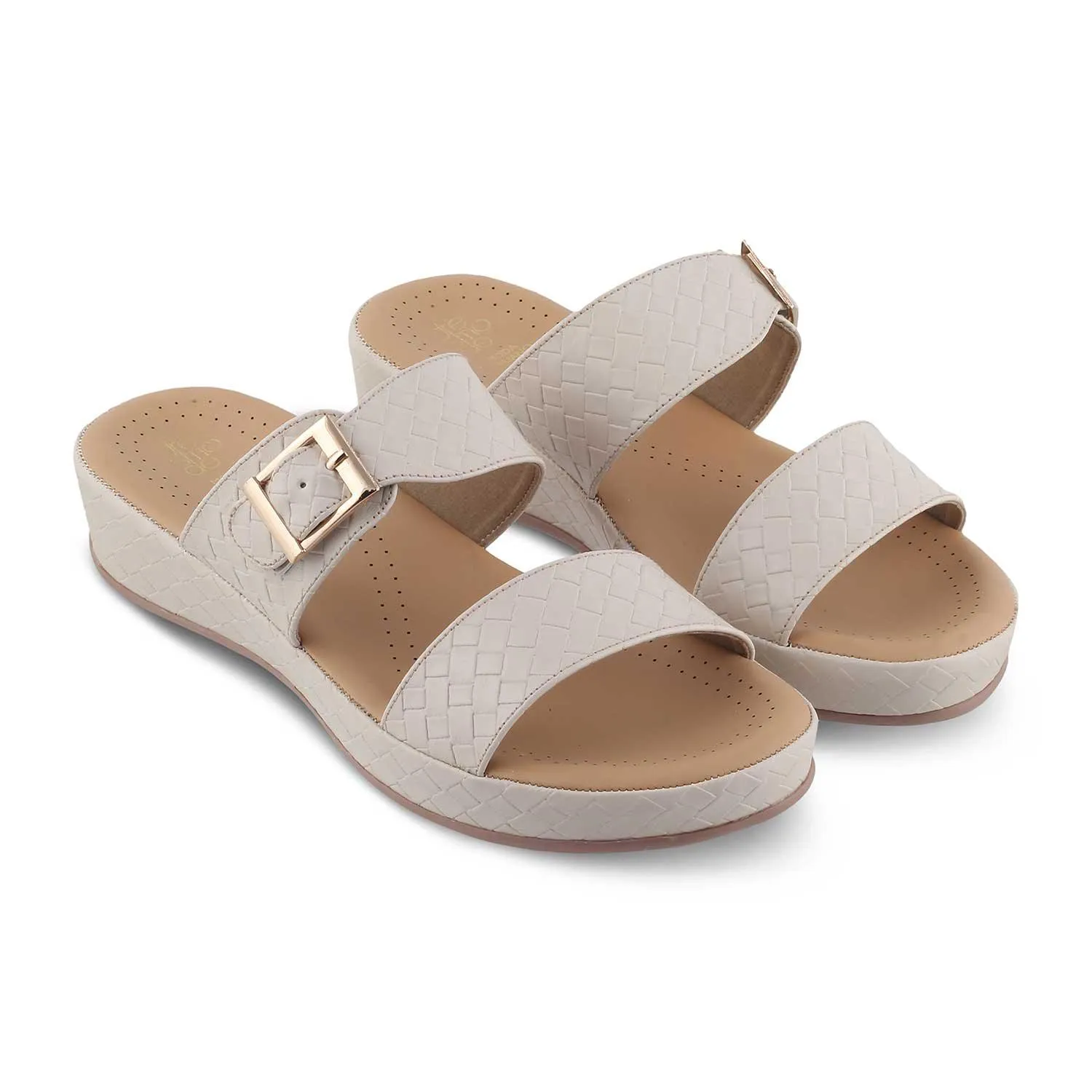 Tresmode Agros Beige Women's Casual Platform Flats