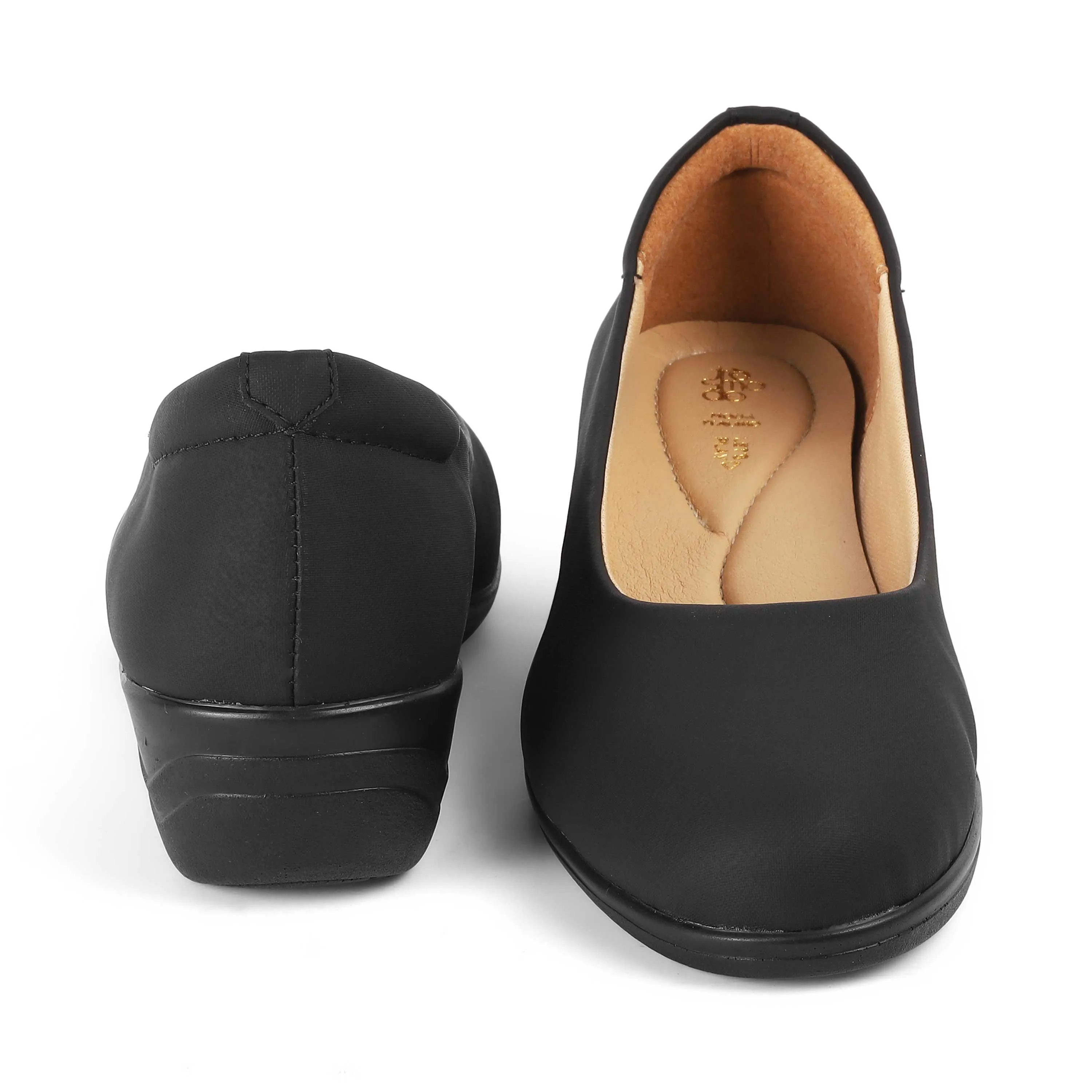 Tresmode Vallersso Black Women's Casual Wedge Ballerinas