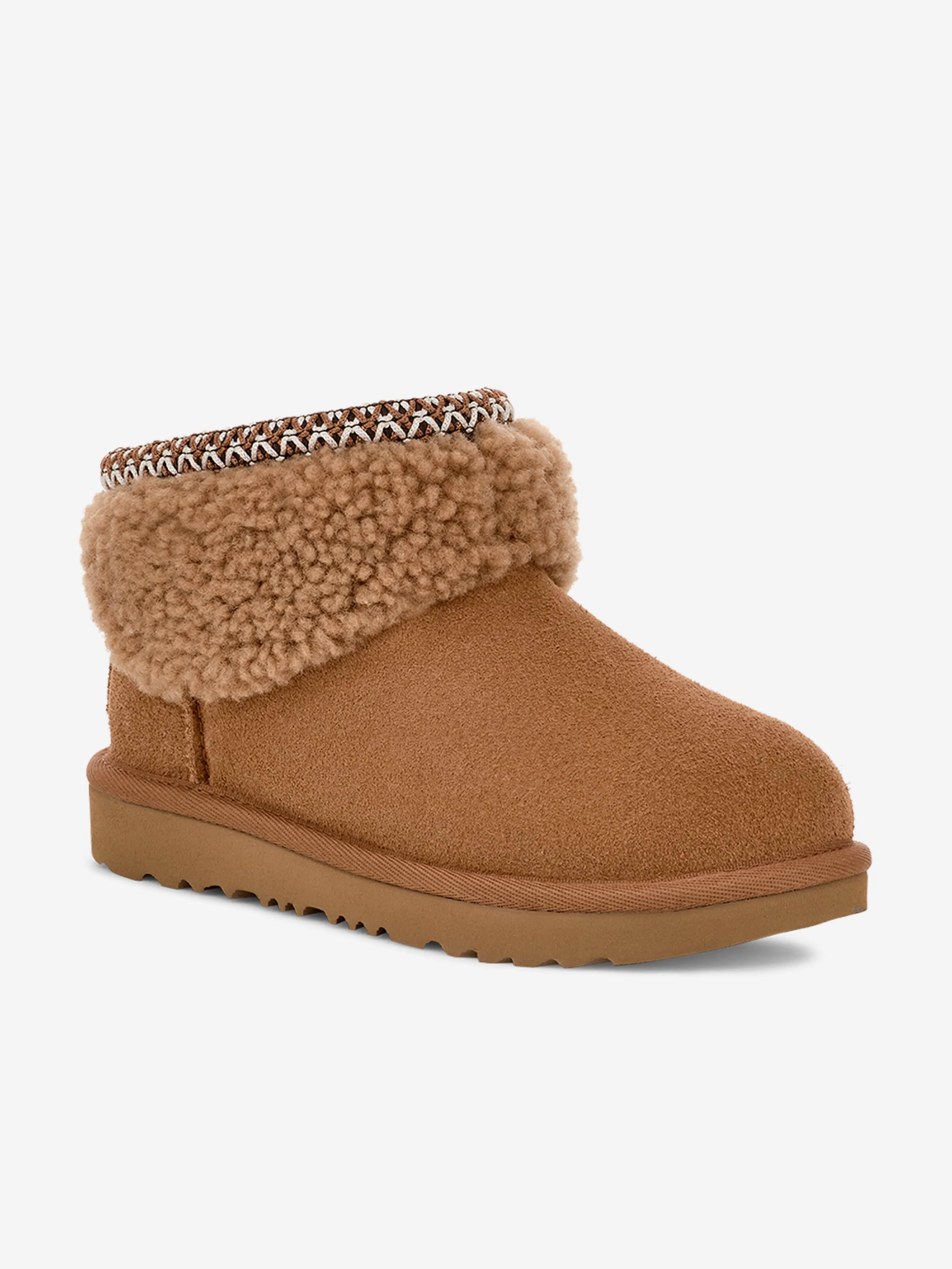 UGG Girls Classic Ultra Mini Maxi Curly Boots in Brown