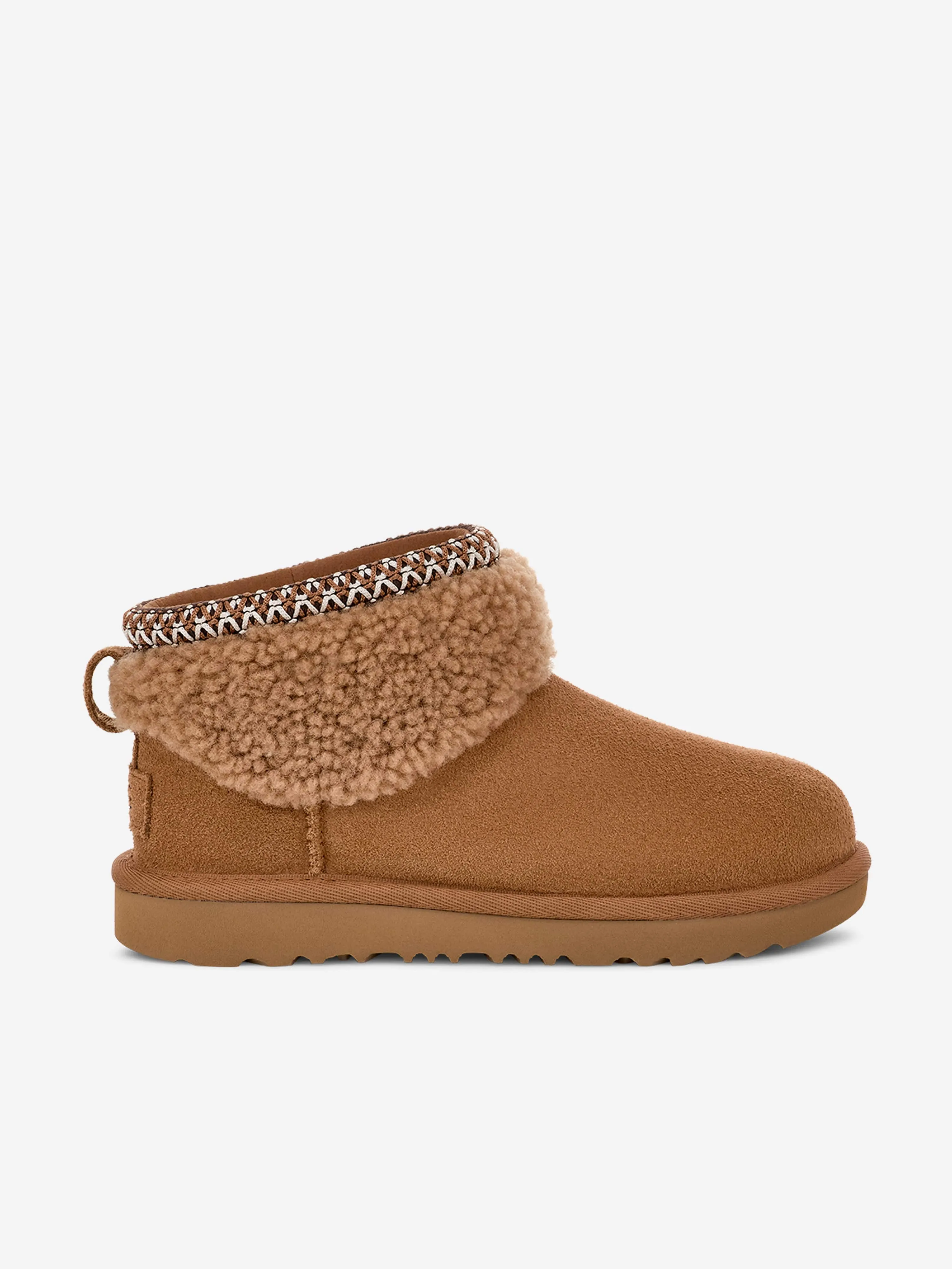 UGG Girls Classic Ultra Mini Maxi Curly Boots in Brown