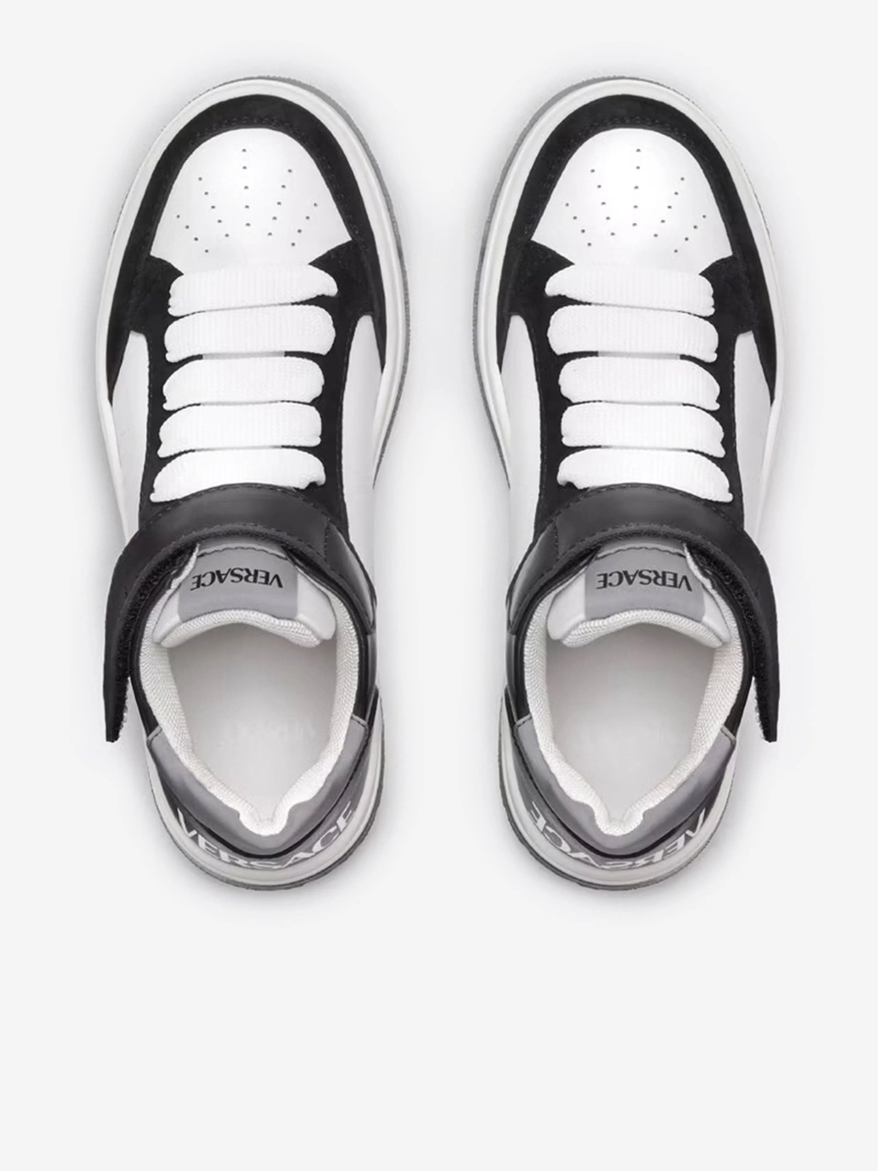 Versace Kids Leather Low Top Trainers in White