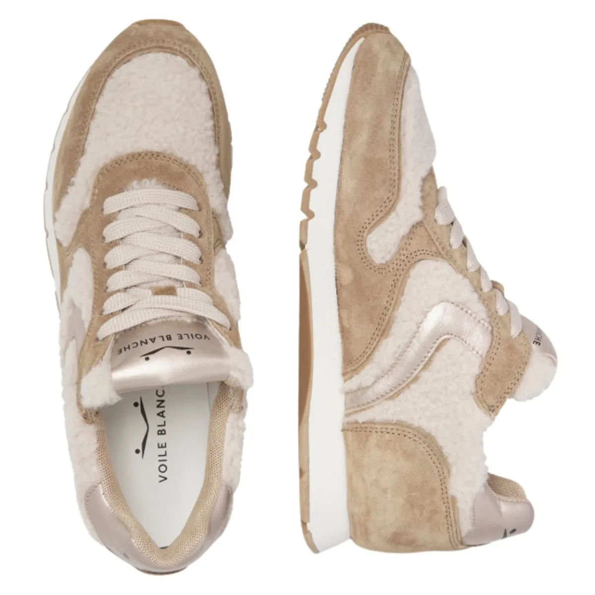Voile Blanche Women's Julia Brown Suede/Beige Wool/Metallic