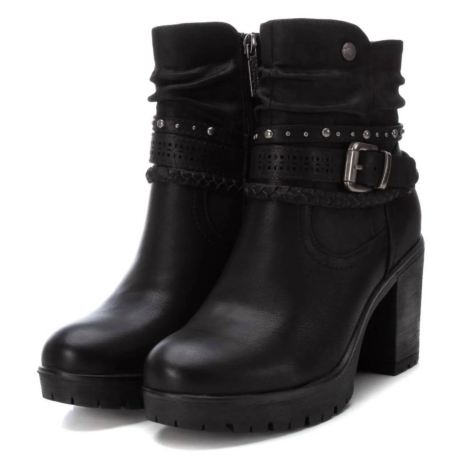 Women's Casual Heeled Booties In Black