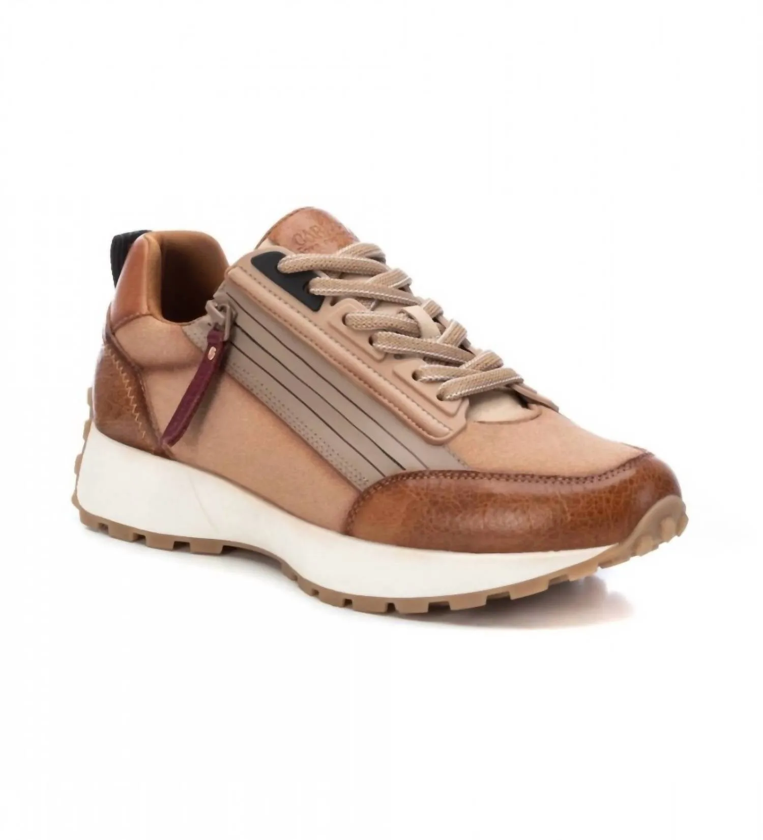 Women's Casual Leather Sneakers In Camel