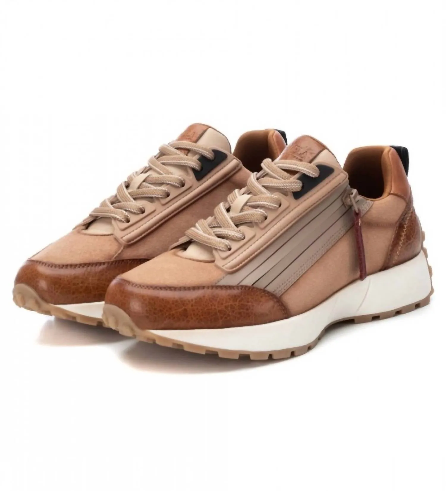 Women's Casual Leather Sneakers In Camel