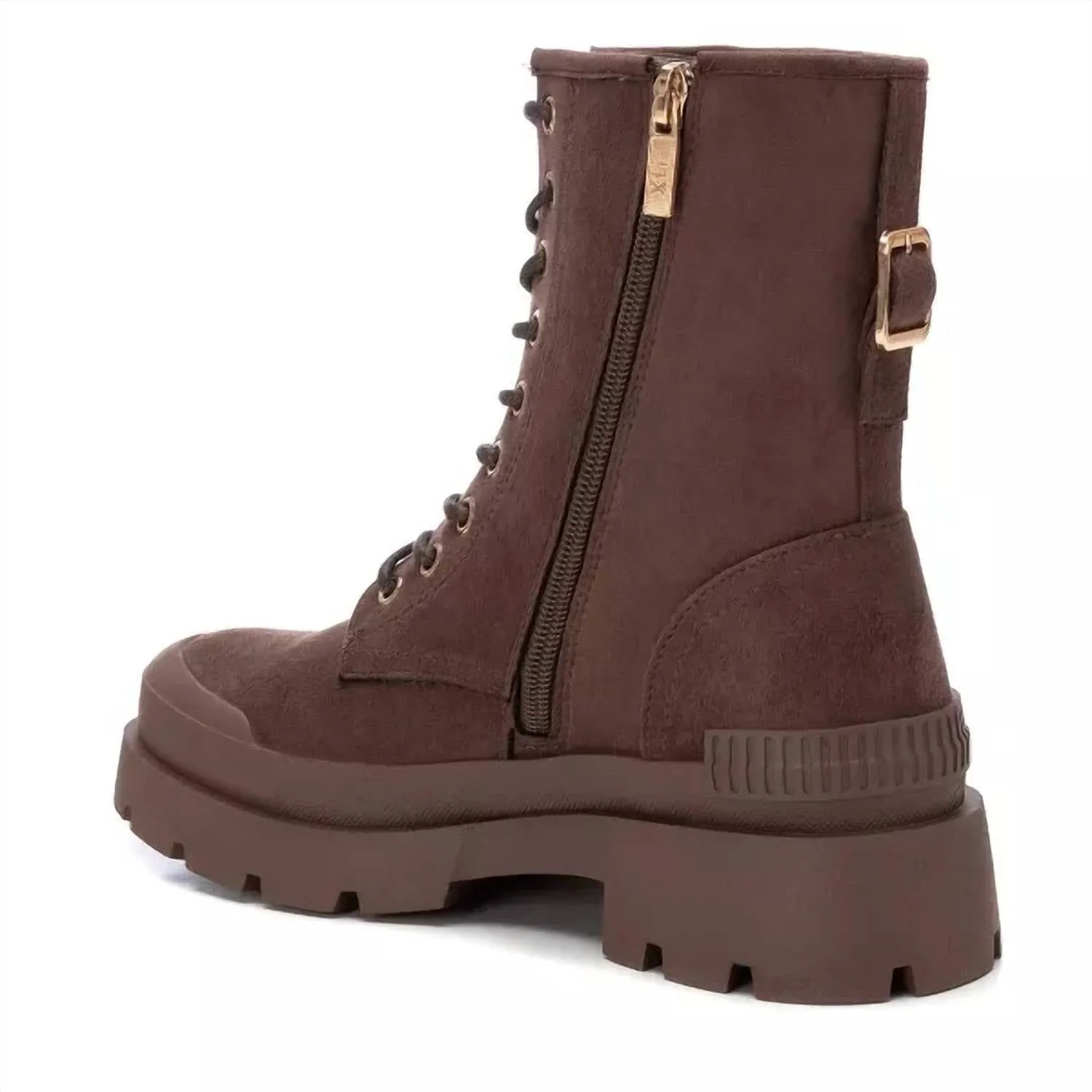 Women's Suede Lace-Up Booties In Brown